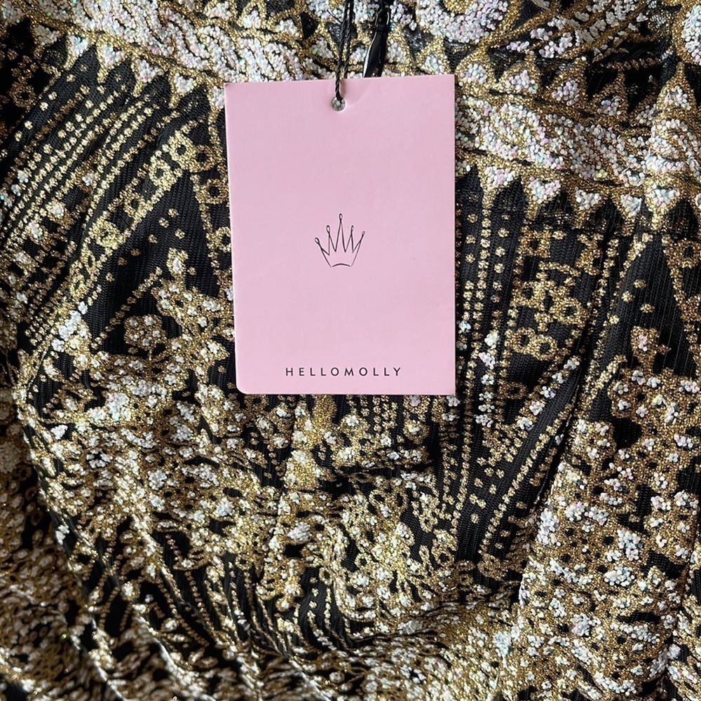 HELLO MOLLY Black& Gold  Dress NWT Size XS/ US 2 - Picture 9 of 11